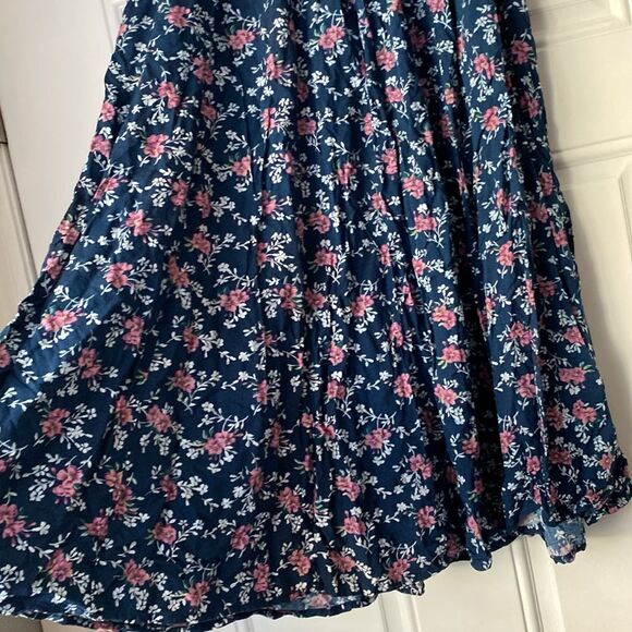 Blue and Pink A-Line Midi Skirt with Tiered Design - Picture 6 of 6